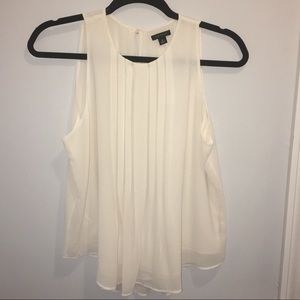 White Pleated Ann Taylor Blouse